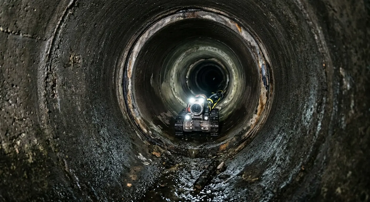 Robotic sewer camera inspecting pipe interior for Sewer Line Repair in Bellwood